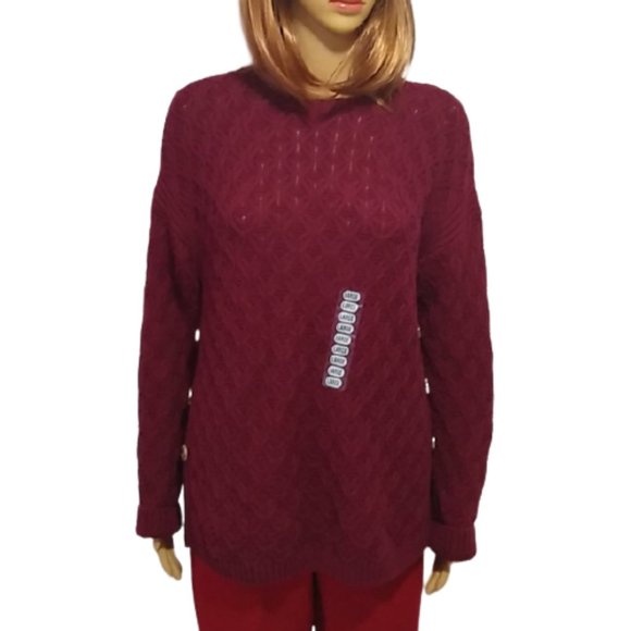 Jeanne Pierre Burgundy Tunic Sweater Large NWT - Picture 1 of 9
